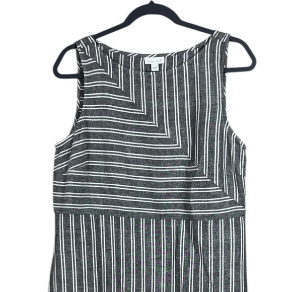 J Jill Love Linen Striped Maxi Dress Medium Coastal Euro Summer Beachy Grey - Picture 3 of 7